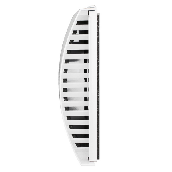 Air Pro V1.0 hvidt regnskjold set fra siden - Effektiv ventilation gennem siderne for optimal luftstrøm.